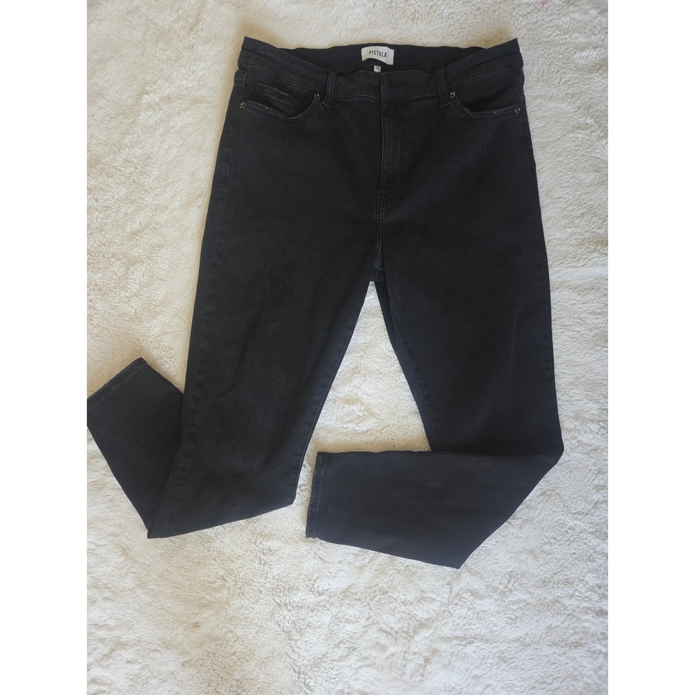 Pistola Audrey Jeans Womens 32 Black Skinny High Rise Stretch Denim Five Pocket